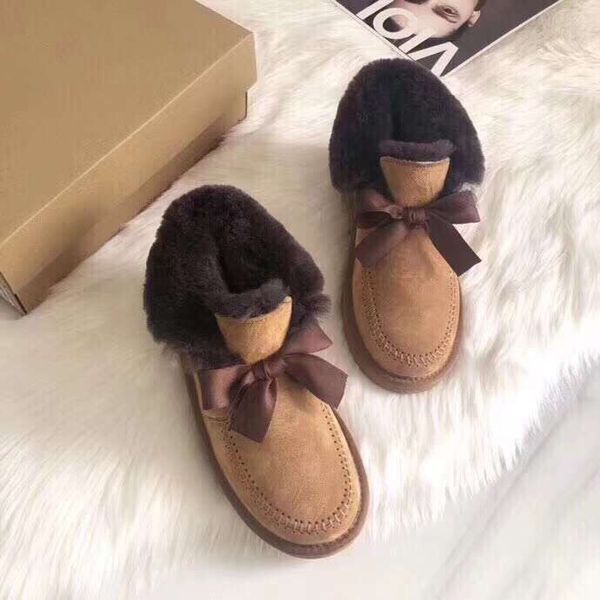 

2020 winter australia classic snow boots good fashion tall boots real leather bailey bowknot women bailey bow knee boots mens shoes 04u1209, Black