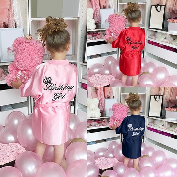 

дети девушки summer casual день рождения девочка халат ребёнка твердо шелк сатин одеяние кимоно халат пижама одежда hooler mx200811, Blue;red