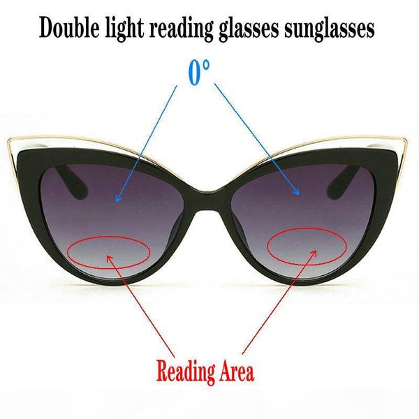 

2020 cat bifocal sunglasses reading glasses women men designer sunglasses with diopters reading fml, White;black
