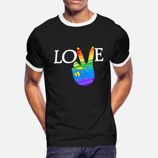 

love peace sign hand rainbow lesbian yellow finger t shirt men personalized cotton s-xxxl clothing sunlight fashion summer style letters
