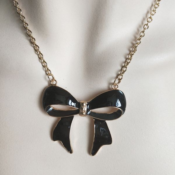 

new 2020 gold drop of black and black bow for women pendant necklace gift ethnic bohemian choker necklace drop shipping, Silver