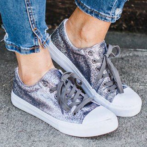 

2020 autumn new women flat shoes fashion lace-up causal shoes shallow mouth sequins flat comfortable lightweight flats, Black