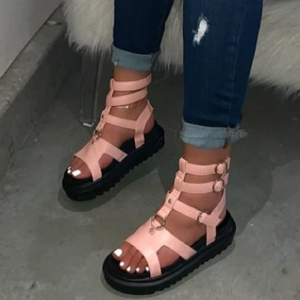 

summer wedges women sandals buckle platform gladiator ladies shoes ankle strap open toe casual beach sandals sapato feminino, Black