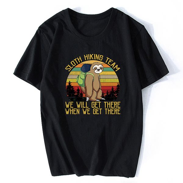 

sloth hiking team we will get there funny vintage men t-shirt harajuku streetwear funny vogue aesthetic cotton men black tshirt