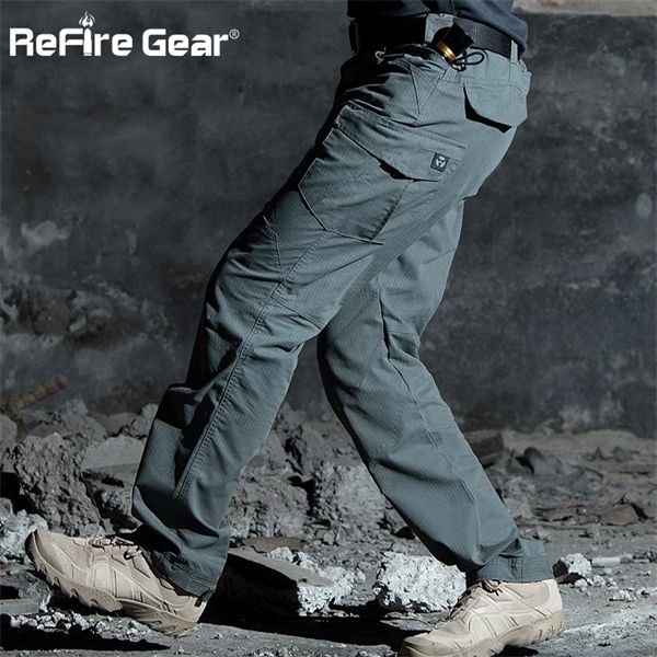

refire gear m3 waterproof tactical military pants men swat special army combat cargo pants multi pocket rip-scotton trousers, Black