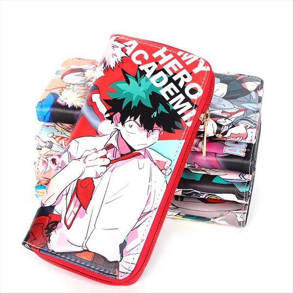

аниме boku нет героя academia my hero academia wallet midoriya izuku cos длинные короткие кошельки карты монет держатель сцепления кошелек, Red;black