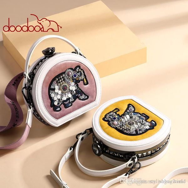 

ladies small round bag ladies diamond single shoulder diagonal small round bag fashion elephant embroidery wild handbag 9601