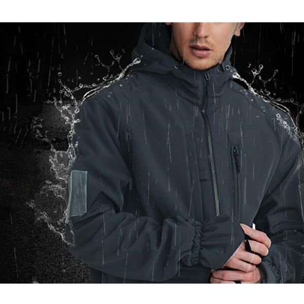 

outdoor hiking sports waterproof thermal windbreaker jacket mens winter climbing riding warm windproof tactical coat, Blue;black