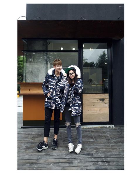 

хлопок padded jacket zipper fly с карманом женщина зима топ пары matching одежды синий камуфляж человек, Black