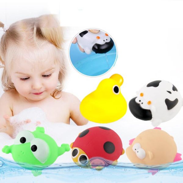 

мягкая вода лот звучащая frog rubber squeeze игрушки ванна cartoon baby shower опрыскивание 5шт игрушка корова купание дак моделирование syh