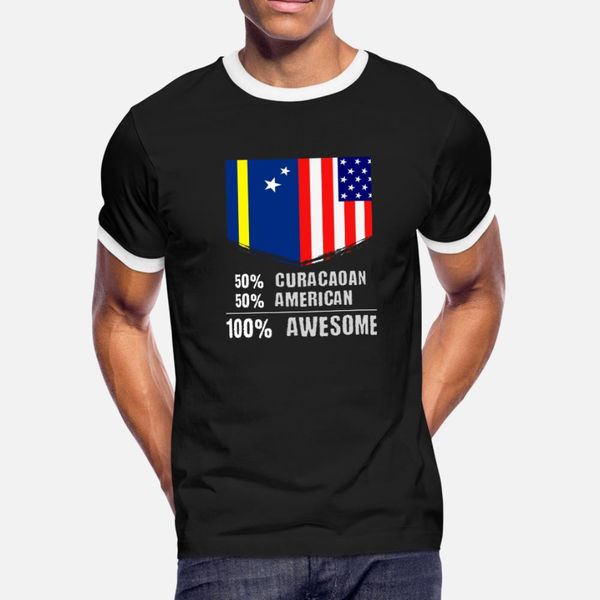 

50 curacaoan 50 american 100 awesome immigrant t shirt men customize short sleeve plus size 3xl natural loose basic summer natural shirt