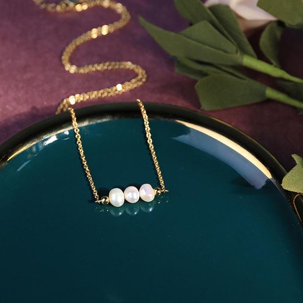 

handmade natural fresh water pearl tassel pendant necklace for women wedding party fine jewelry gift delicate personality trendy, Golden;silver
