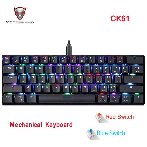

cgjxsmotospeed ck61 gaming mechanical keyboard rgb keyboard with blue red switch speed all anti -ghost keys for computer tv box gaming t2005