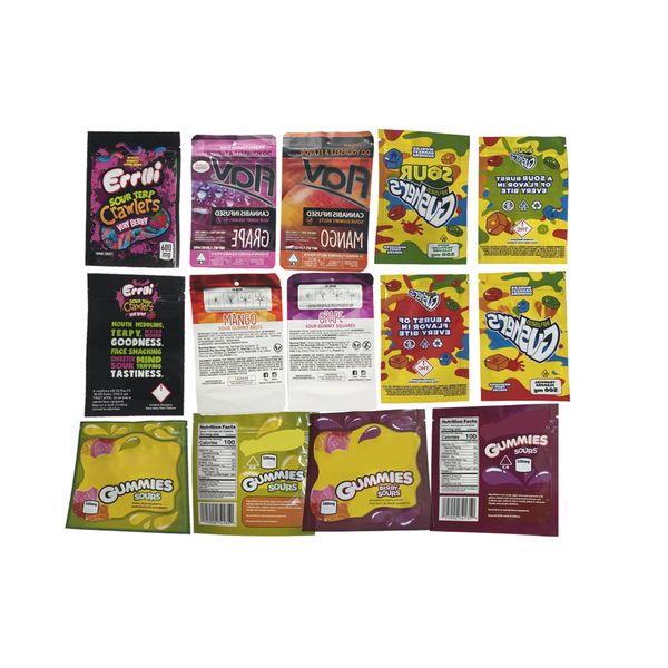 

420 errlli gushers cookies mylar rope bags edibles flavor gummies chuckles nerds candy packaging bag 710 honey mylar bags