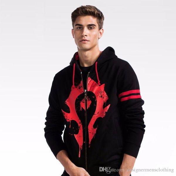 

thick cardigan long sleeve hooded mens sweatshirts fashion teenager clothes with zipper gold printed mens designer hoodies autumn, Black