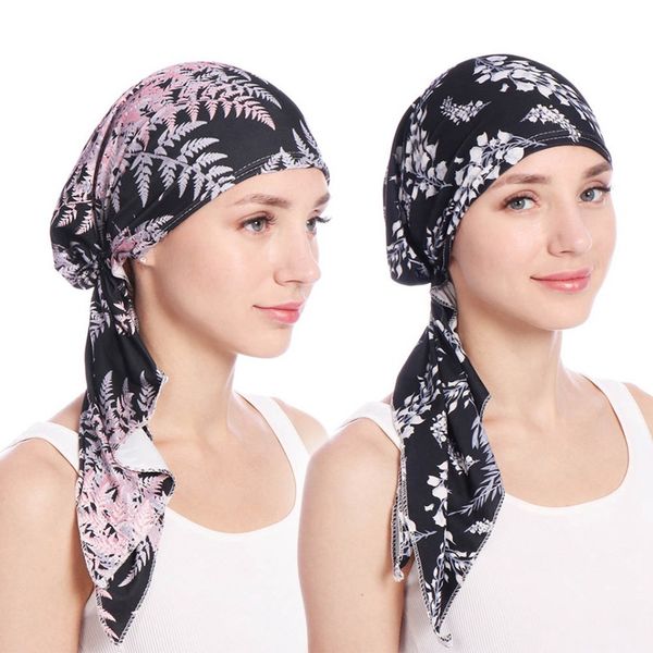 

fashion women print cancer hat chemo cap muslim hair loss head scarf turban head wrap cover, Blue;gray
