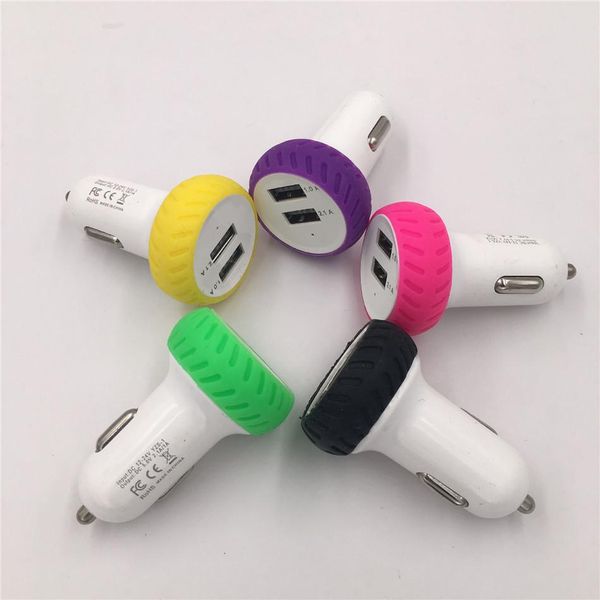 

cgjxsqichen silicon tyre 2 .1a dual ports 2 usb car charger universal charging adapter for mobile phone for samsung phone