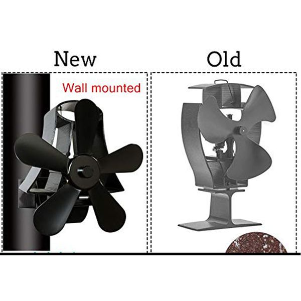 

wall mount black burner fireplace fan 5 blade quiet home heat powered portable