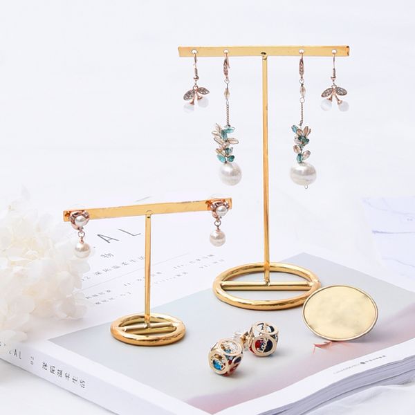 

4 hole t-bar jewelry earring necklace display rack holder organizer showcase iron gold metal earring display stand mx200810, Black