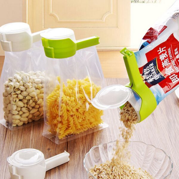 New Seal Pour Food Storage Bag Clipe Snack vedação Clipe Mantendo Ferramentas fresco Sealer braçadeira Helper Plastic Food Saver Viagem de cozinha