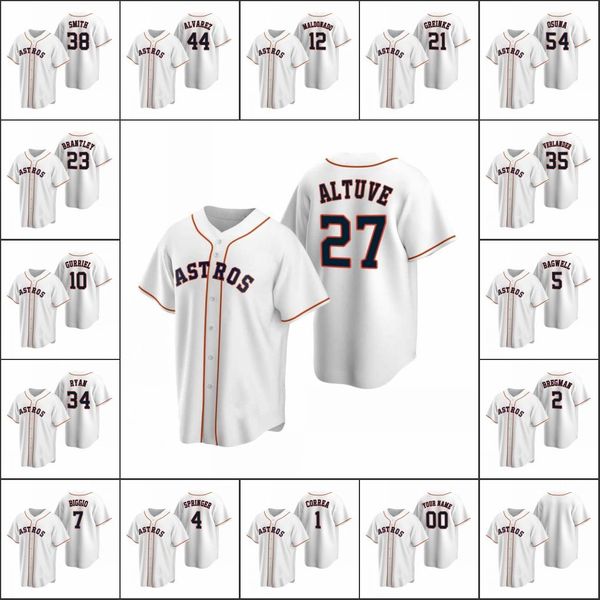 

houston #2 alex bregman 4 george springer 27 jose altuve men women youth white replica home jersey custom stitched s-6xl, Black
