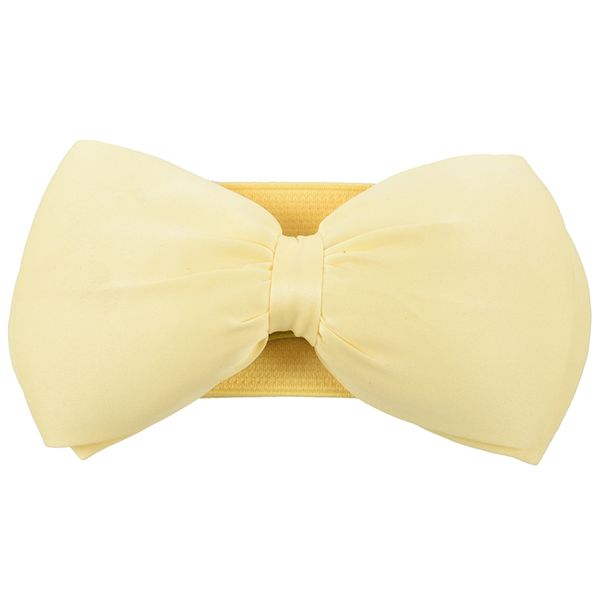 

fashion women bowknot elastic wide stretch buckle waistband waist belt yellow, Black;brown