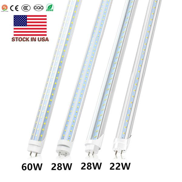 Estoque em US + bi pino 4 pés T8 tubos de linhas de luz 18W 22W 28W 60W Duplo T8 substituir o tubo regulares AC 110-240V