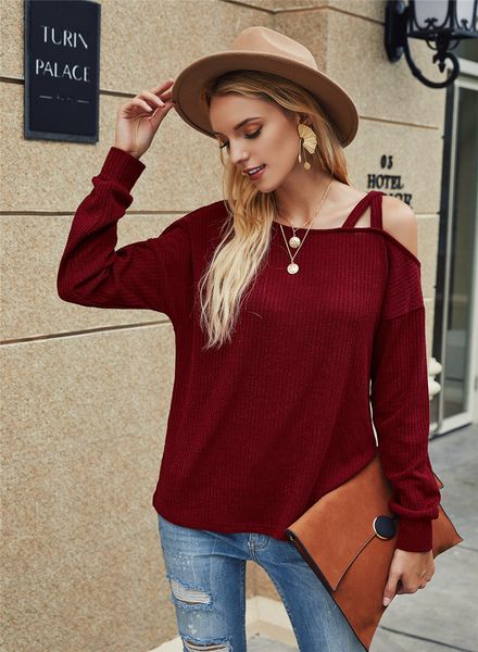 

женщины тенниска способа горячий стиль одно плечо tshirt повседневный длинные рукава природные цвета тенниски женщин одежда, White