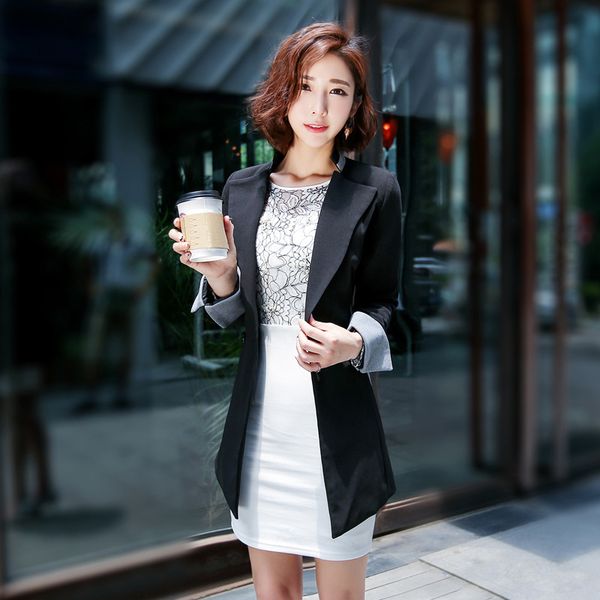 

women's suits & blazers single coat 2021 autumn fashion casual temperament solid color loose double row mouth small suit, White;black