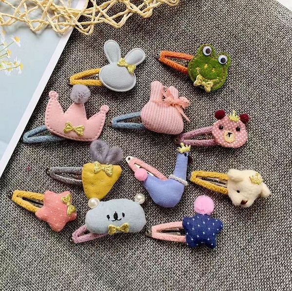 

kids designer head accerssories foreign trade childrens cute bb clip side clip bang clip parent-child hair accessories cartoon cute animal h, Slivery;white