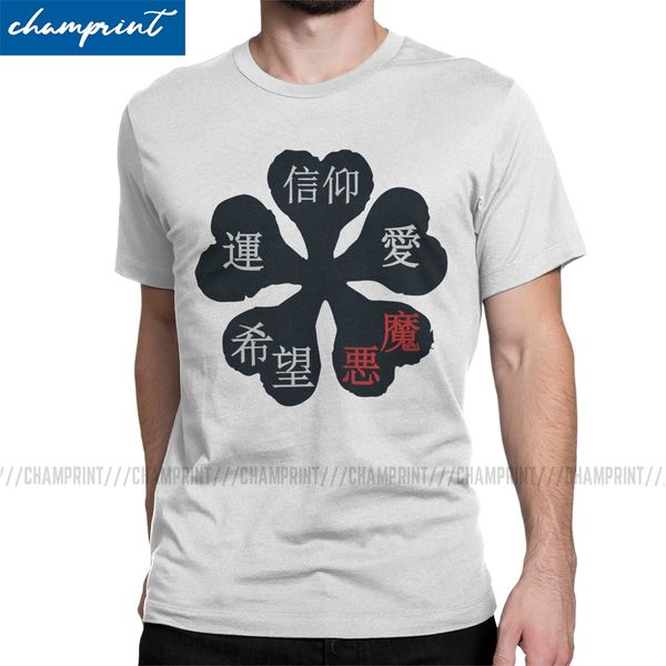 

novelty black clover the five leaves t-shirt men round neck t shirt asta japanese anime short sleeve tee shirt gift idea
