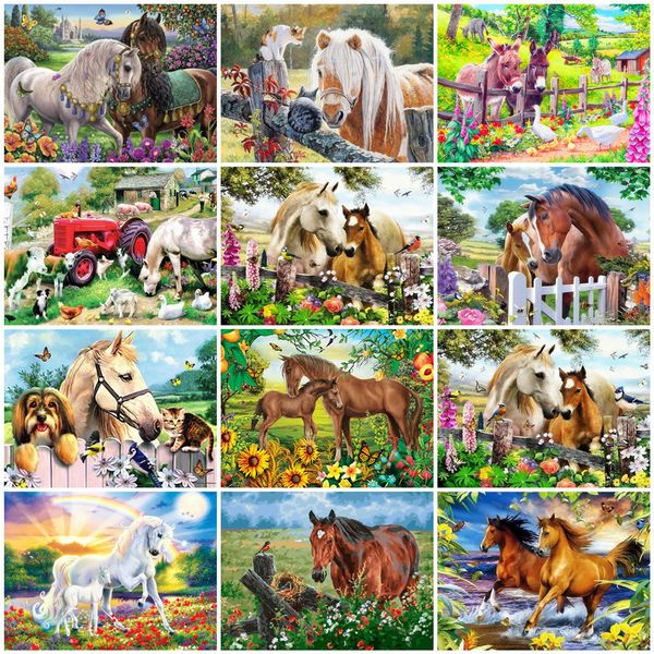 

azqsd painting by numbers animal diy unframe handpainted gift kits oil painting by numbers horse on canvas home decoration