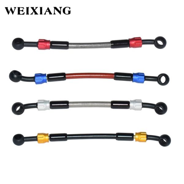 

universal 15cm motorcycle brake oil hose line pipe hydraulic reinforced stainless steel braided fit atv dirt pit bike 4 colors