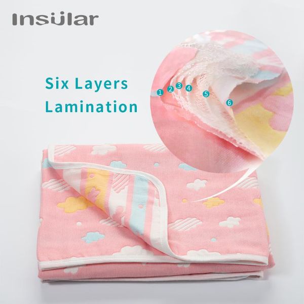 

insular cotton muslin baby swaddle blanket 6 layers gauze newborn bath towel infants bedding blankets soft wrap cover 110*110cm