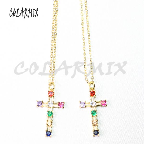 

8pcs tiny cross pendant necklace fashion zircon cross necklace gift for lady jewelry wholesale, Silver