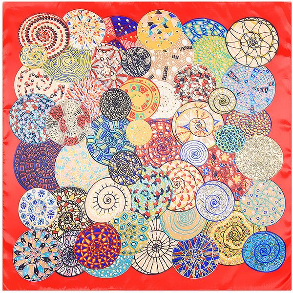 

площадь печати шарф женщины foulard femme echarpe большой шелковый красный bandana платки для дам wholeshale 90 * 90см, Blue;gray