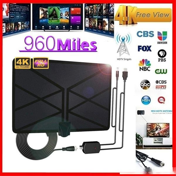 

tv aerial indoor amplified digital hdtv antenna 960 miles range with 4k hd1080p dvb-t iew tv for life local dhl free