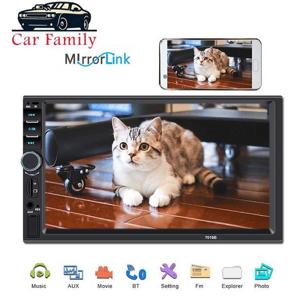 

7" universal 2 din car radio 7018b touch screen car audio support steering wheel control bluetooth rear view camera mp5 player