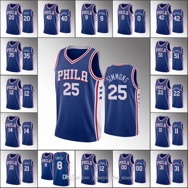 

philadelphia 76ers men ben simmons joel embiid tobias harris josh richardson blue nba icon custom basketball jersey 07, Black;red