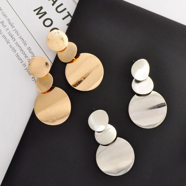

1 pair fashion gold silver color irregular geometric round dangle earrings for women wedding girl prom jewelry accessories
