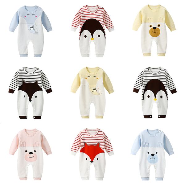 

autumn winter baby long-sleeved cotton children's romper suits boy babies kids girl children cartoon print, Pink;blue
