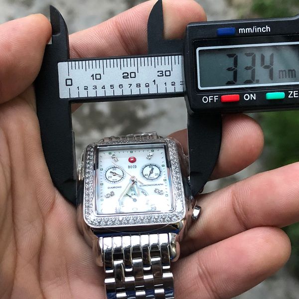 

3 colour watch michele signature deco diamonds mop shell dial diamond mark quartz movement watch women's mww06p000099 lady watches 33mm, Slivery;brown