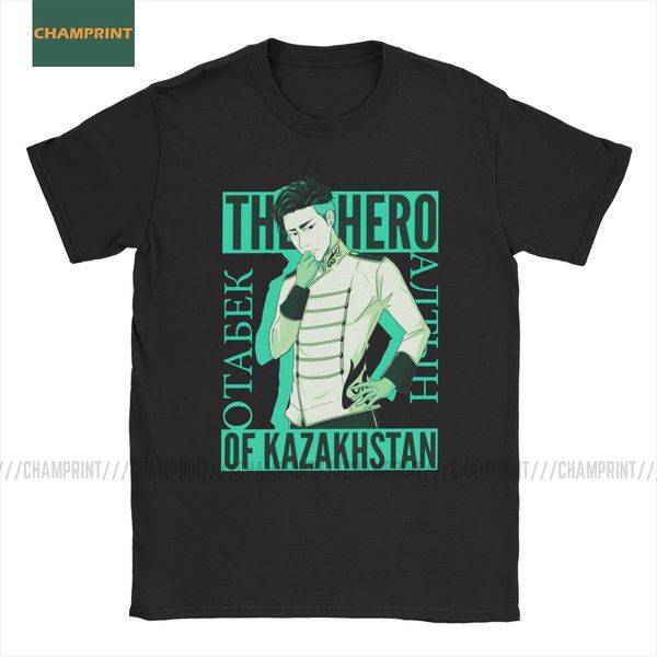 

the hero of kazakhstan yuri on ice t shirt men cotton t-shirts plisetsky tiger yoi yurio anime tee short sleeve plus size