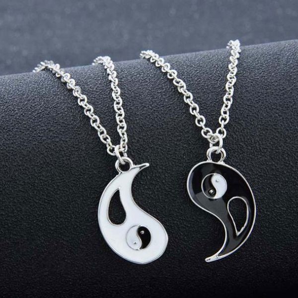 

2pcs/set friend necklace yin yang hollow pendant splits matching necklaces pendants friendship jewelry h9, Silver