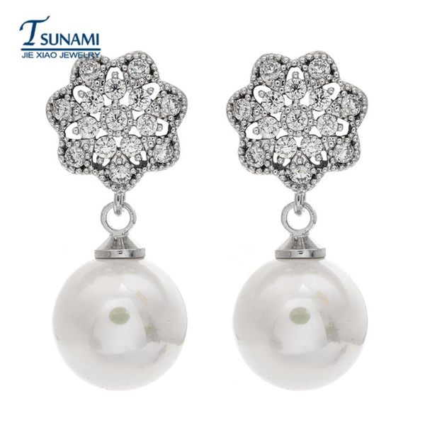

fashionable fine zircon pearl earrings popular jewelry earrings for women er-151, Golden;silver