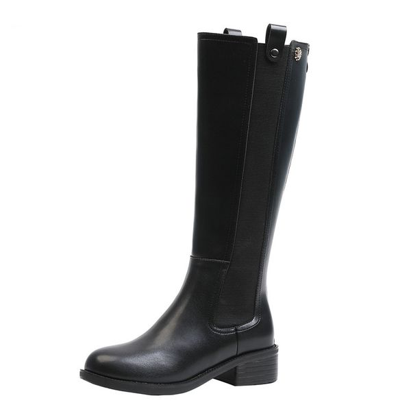 

boots cevabule 2021 women's autumn and winter style thick heel back zipper but knee elastic knight high yxz-a626, Black