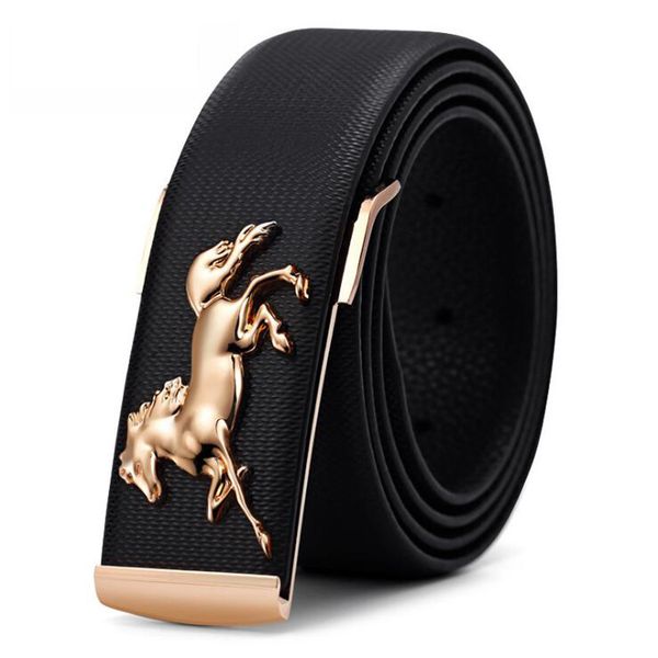 

2020 designer men gold horse buckle belt male high grade genuine leather belt luxury jeans quality assuarance xks048, Black;brown