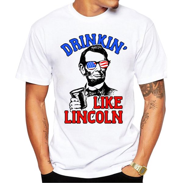 

2018 самые independence моды день мужчин футболки с коротким рукавом мужчин lincoln питьевой printed t рубашки повседневные весёлые топы