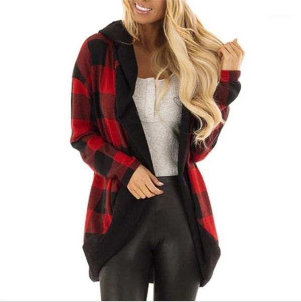 

coats fashion casual plaid panelled long sleeve hooded coats new arrival womens clothing 19aw womens designer, Black;brown