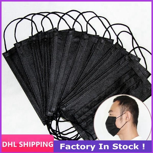 

black disposable face mouth mask filter anti dust cotton respirator protective mascherine safety for women mens kids children masks